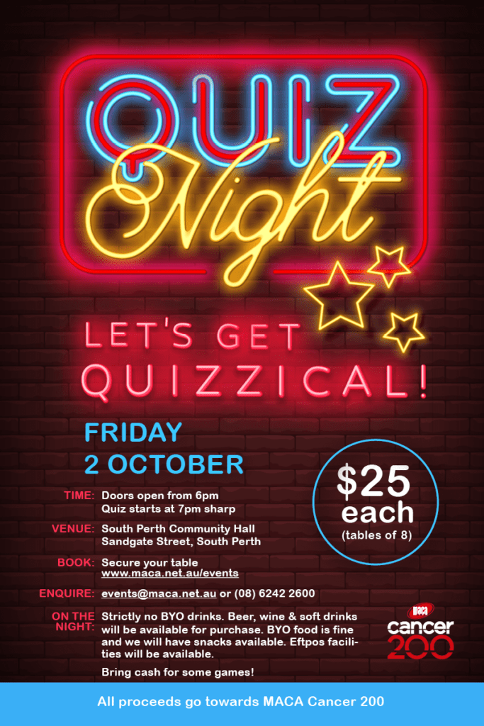 MACA Cancer 200 | 2020 Quiz Night | Event | MACA